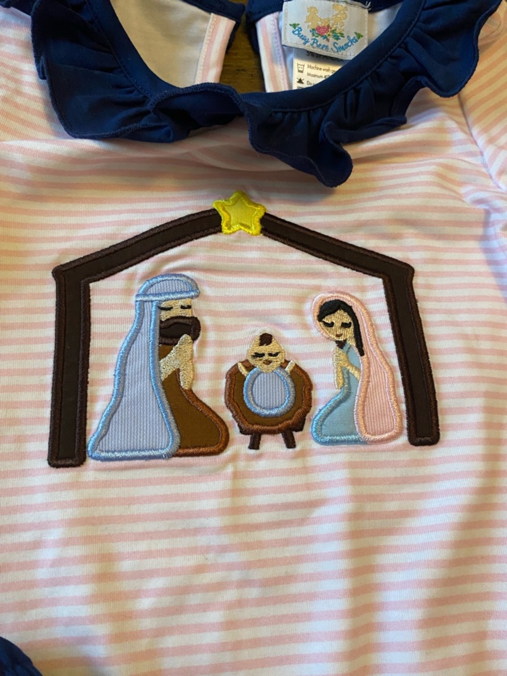 Gymboree Pink & White Stripe Dress with Navy Trim